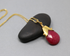 Ruby Sterling Silver Vermeil Handcrafted Drop Pendant, (GBD-017) 24K